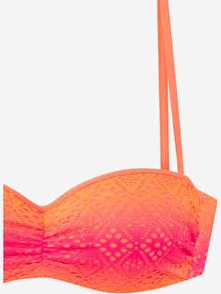 Maillot de bain bandeau à armatures broderie ajourée tendance avec dégradé de couleurs (Image 6)