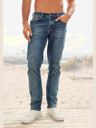 Jean buffalo coupe 5 poches pour lui, couleur bleu foncé-denim - HELLINE