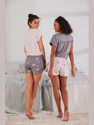 2 pyjamas courts avec imprimé cœurs