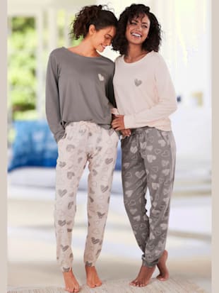 2 pyjamas avec imprimé cœurs