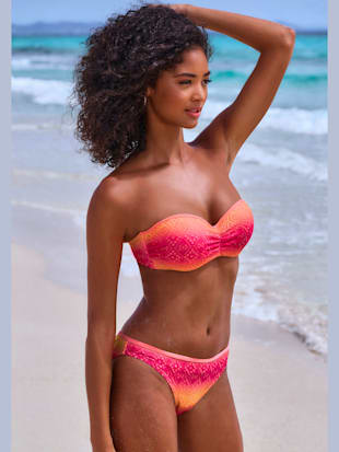 Maillot de bain bandeau à armatures broderie ajourée tendance avec dégradé de couleurs (Image 1)