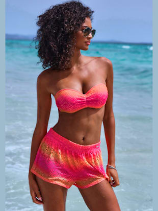 Short de bain broderie ajourée tendance avec dégradé de couleurs (Image 1)