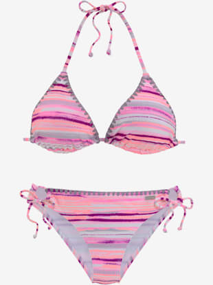 Bikini triangle design rayé coloré