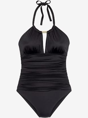 Maillot de bain style uni avec accessoire couleur or