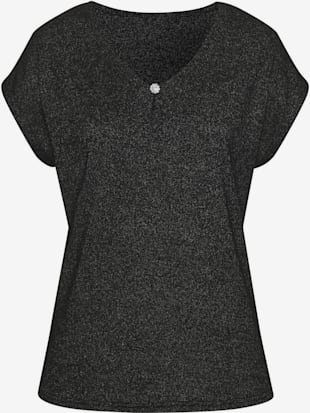 T-shirt à manches courtes bouton brillant à strass au niveau de l'encolure (Image 3)