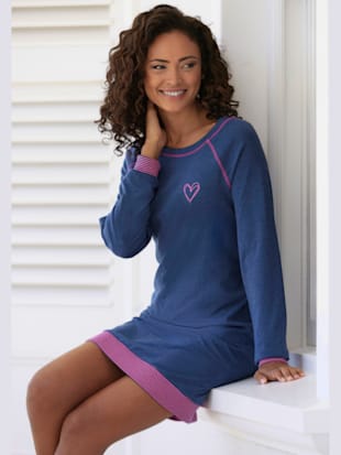 Chemise de nuit avec bords-côtes en fils teintés couleur fluo
