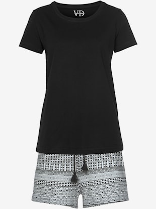 Pyjama court avec t-shirt uni et short imprimé (Image 2)