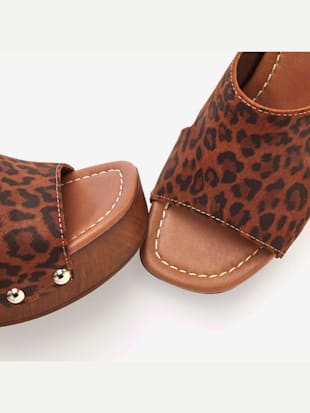 Mules tendance en cuir de qualité et imitation bois mode (Image 4)