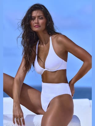 Haut de maillot de bain à armatures matière structurée tendance à rayures (Image 2)