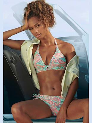 Haut de bikini triangle imprimé, effet de couleur différent pour chaque pièce (Image 2)