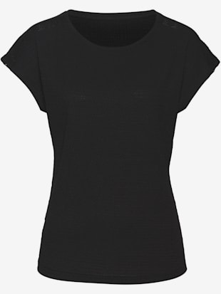 T-shirt à manches courtes empiècement crochet fin aux épaules
