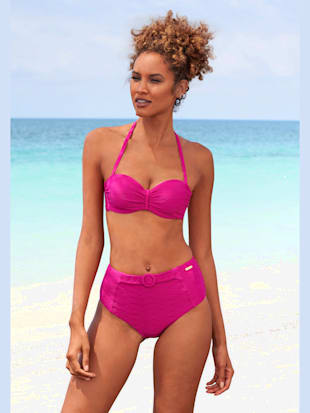 Haut de bikini bandeau à armatures matière structurée aux couleurs tendances (Image 1)