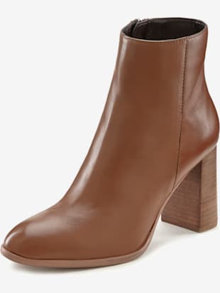 Bottines à talon haut cuir de qualité, coleur ambre - HELLINE
