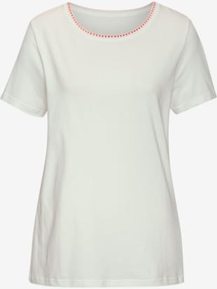 T-shirt broderie contrastée tendance à l'encolure ronde (Image 6)