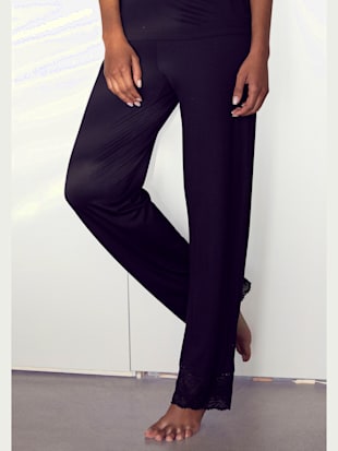 Pantalon de nuit long avec détails en dentelle