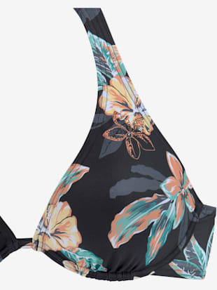 Haut de maillot de bain à armatures imprimé avec fleurs d'hibiscus tendance