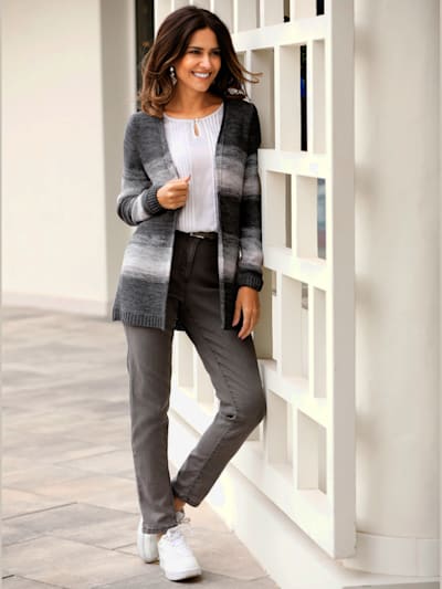 Veste en tricot forme ouverte et longue tendance