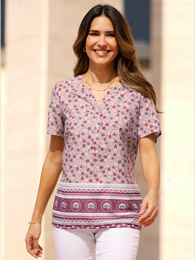 Chemisier encolure arrondie avec petit v