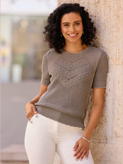 Pull ajouré pur coton