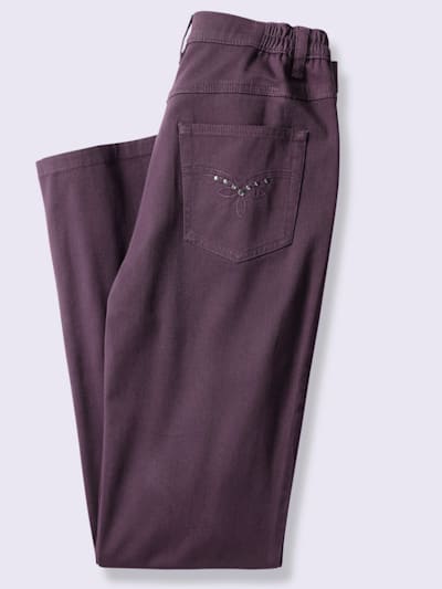 Jean 5 poches avec broderie et applications métalliques