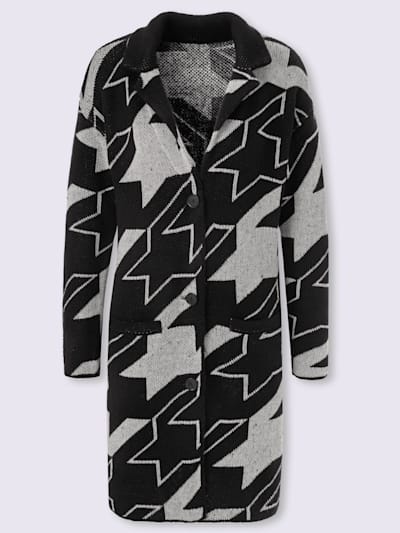 Manteau en tricot motif pied-de-poule