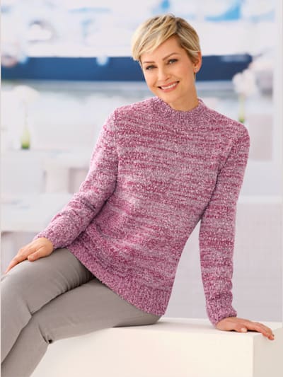 Pull à col montant tricot chiné