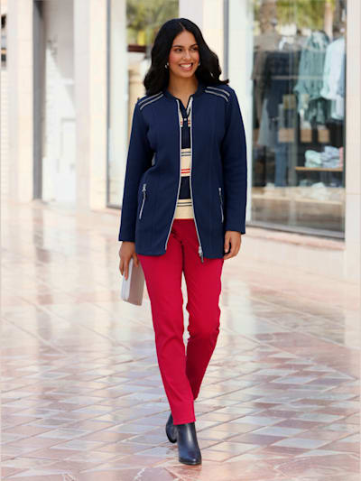 Tenue 2 Pièces Femme Col Montant Et Pantalon Jambes Larges - Haut Court Manches 3/4, En Polyester