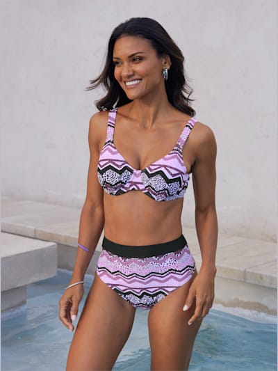 Bikini 2 Pièces Taille Haute – Push-up & Contrôle Du Ventre – Nylon/élasthanne – Couleurs Variées