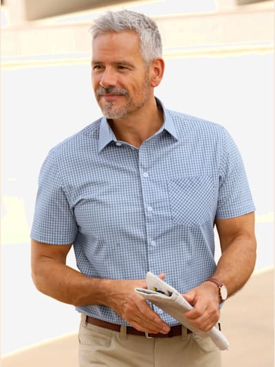 Chemise à manches courtes fils teintés de qualité