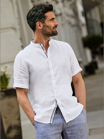 Chemise à manches courtes col montant tendance