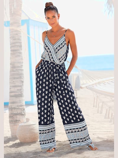 Combinaison encolure en v profonde avec bouton-pression