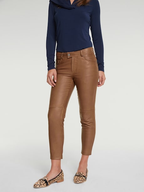Pantalon en cuir coupe à cinq poches
