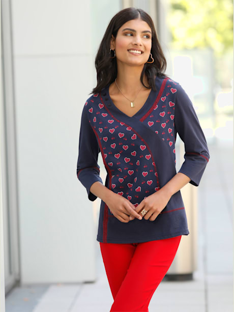 T-shirt à manches 3/4 joli aspect patchwork