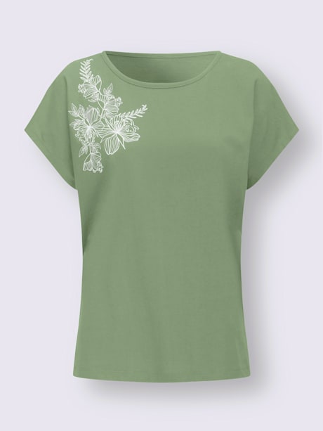 T-shirt à encolure ronde imprimé floral délicat