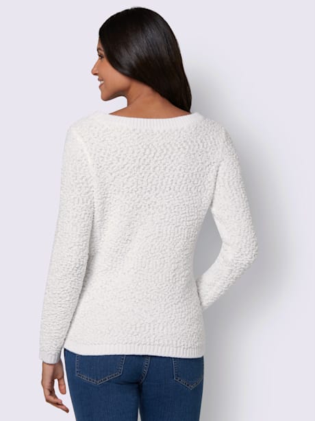 Pull à manches longues fil bouclé fantaisie