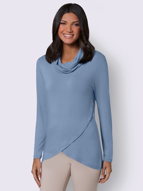 T-shirt à col roulé viscose douce et fluide