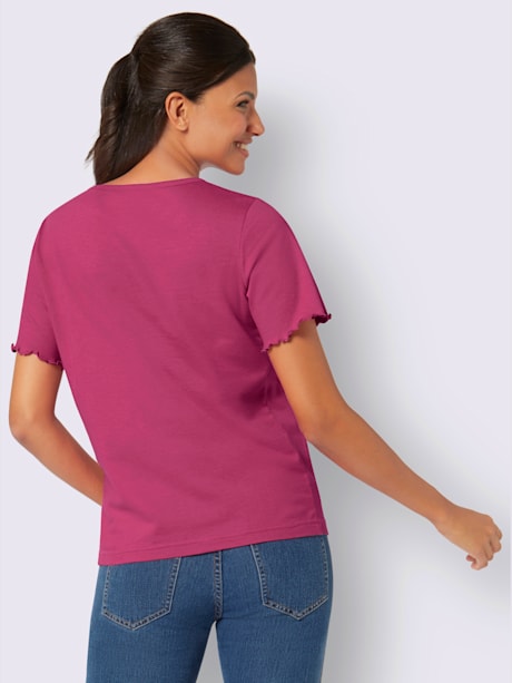 T-shirt à manches courtes encolure ronde passepoilée