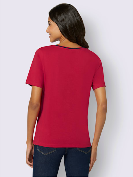 T-shirt à manches courtes passepoil contrasté