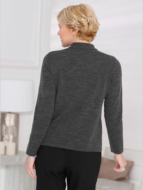 Pull femme motif tricoté en biais col montant détails en fil brillant
