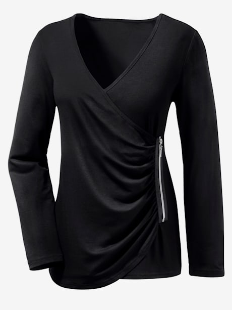 T-shirt long noir coupe féminine