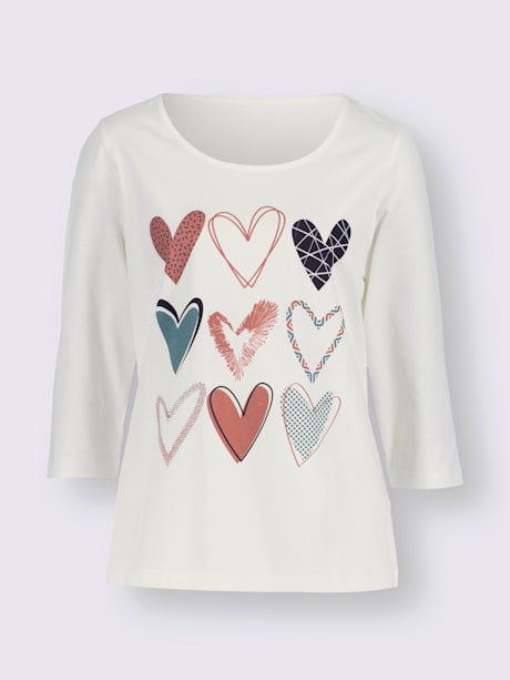 T-shirt à manches 3/4 imprimé en forme de cœur