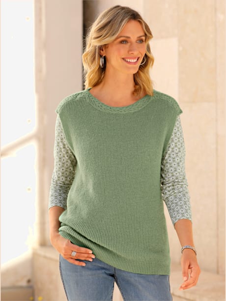 Débardeur en tricot motif torsadé à l'encolure et aux épaules