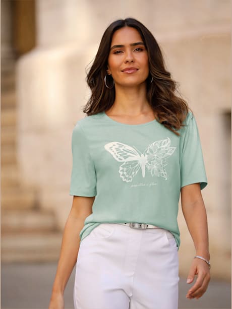 T-shirt à manches courtes imprimé papillon