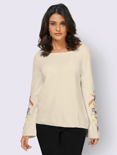Pull jolie broderie à fleurs