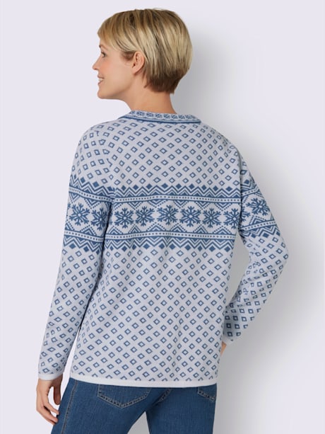 Veste en tricot jacquard joli motif norvégien