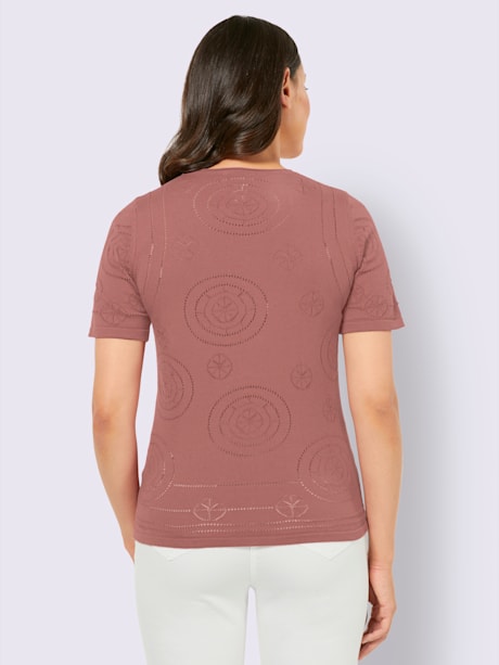 Pull à manches courtes motif ajouré transparent discret