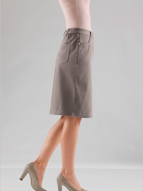 Jupe chic droite avec poches strass fantaisie