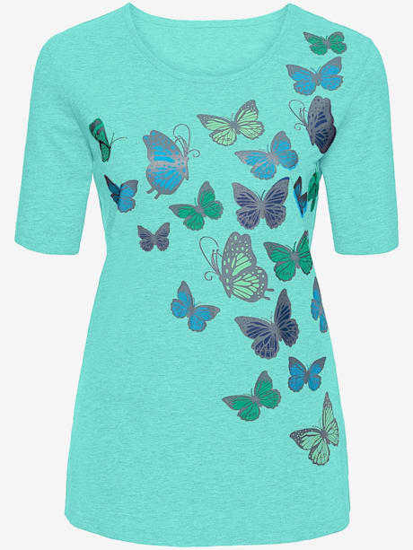 T-shirt à manches courtes motif papillon fantaisie