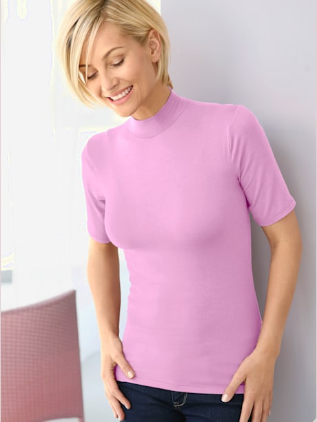 T-shirt femme col montant manches courtes