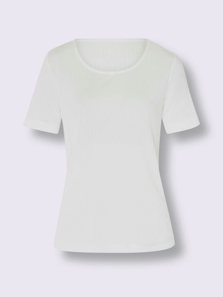 T-shirt à encolure ronde qualité jersey côtelée facile à entretenir